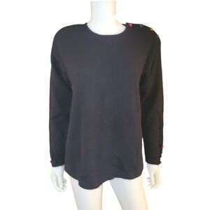 Design Options Knitwear Sweater Wool Angora Rabbit Hair M Black Jewel Buttons
